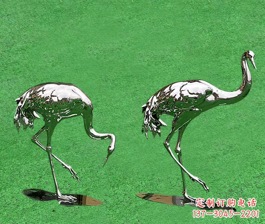 常州精美镜面不锈钢动物鹤雕塑