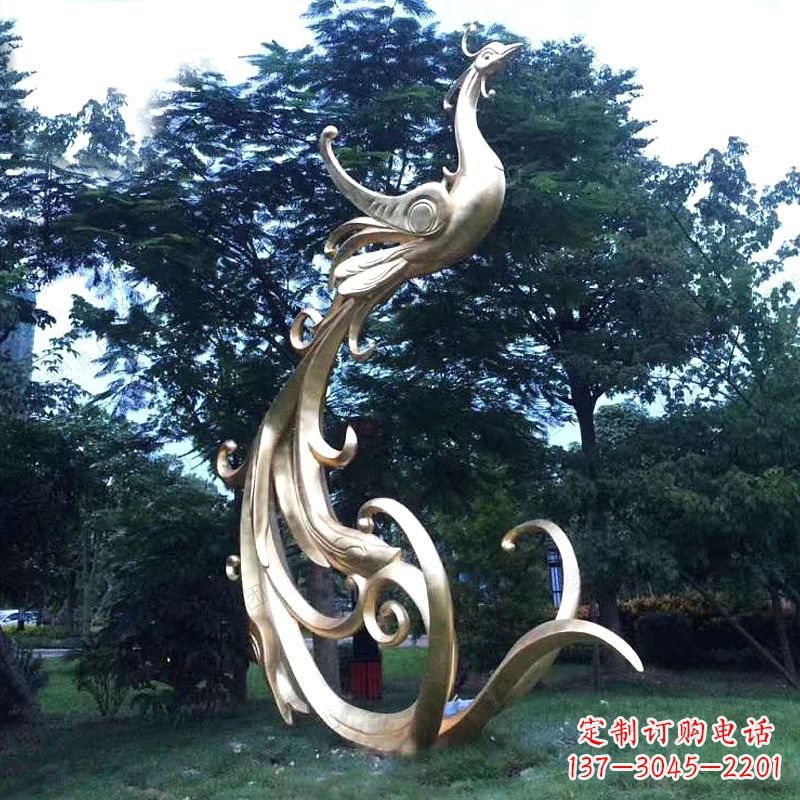 常州精美镜面不锈钢凤凰雕塑