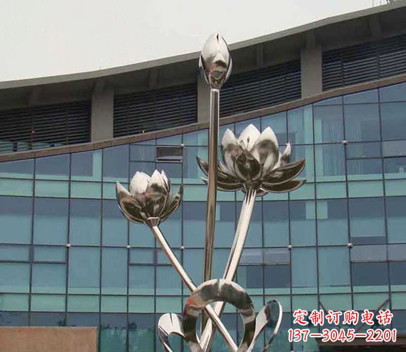 常州优质镜面不锈钢荷花塑像