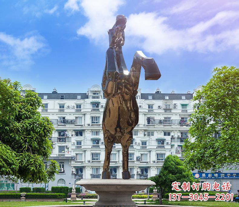 常州镜面城市经典不锈钢奔马塑像