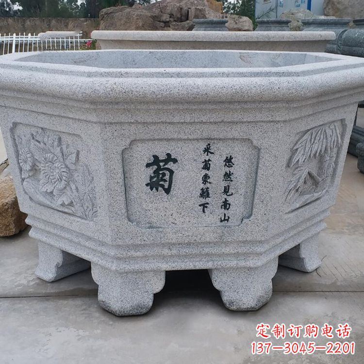 常州精美砂岩花盆雕塑,点缀精致家居