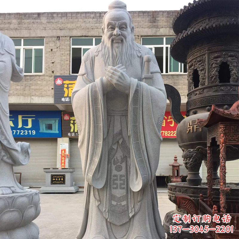 常州传承古典,精美绝伦的孔子石雕头像