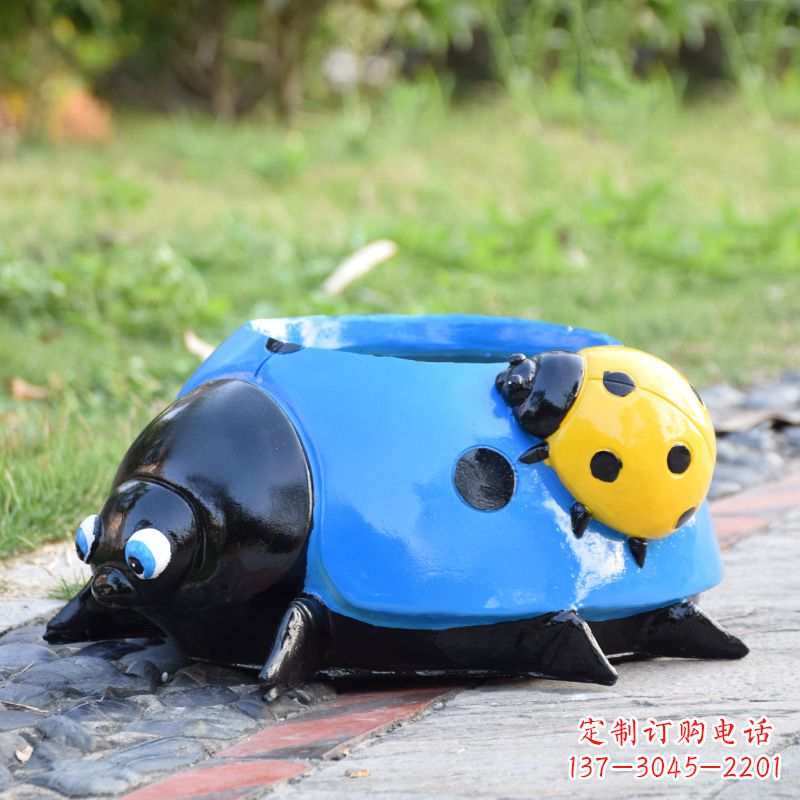 常州蓝色玻璃钢七星瓢虫花盆