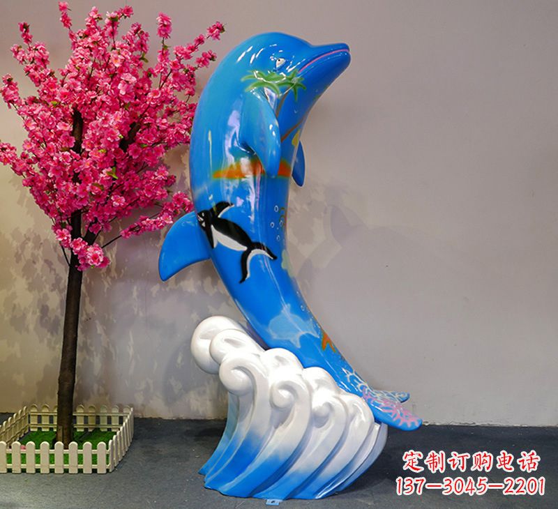 常州蓝色海豚彩绘雕塑,装点您的园林景观