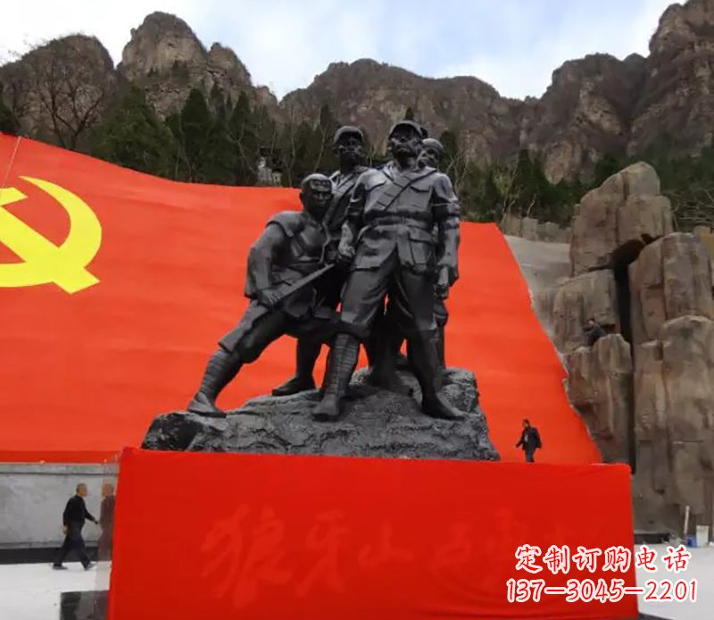 常州狼牙山五壮士烈士铜雕,永载革命先烈光辉