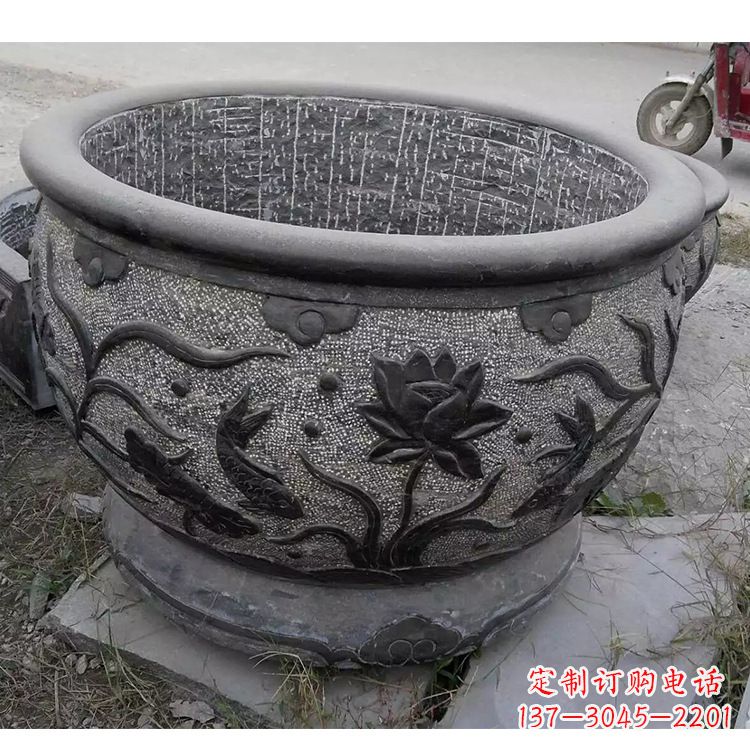 常州传统宁波老青石水缸雕塑