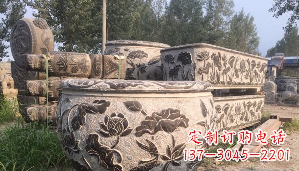 常州出类拔萃的丝绸石浮雕仿古圆水缸