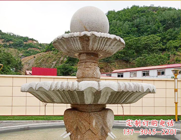 常州精致莲花石雕喷泉,添点艺术气息