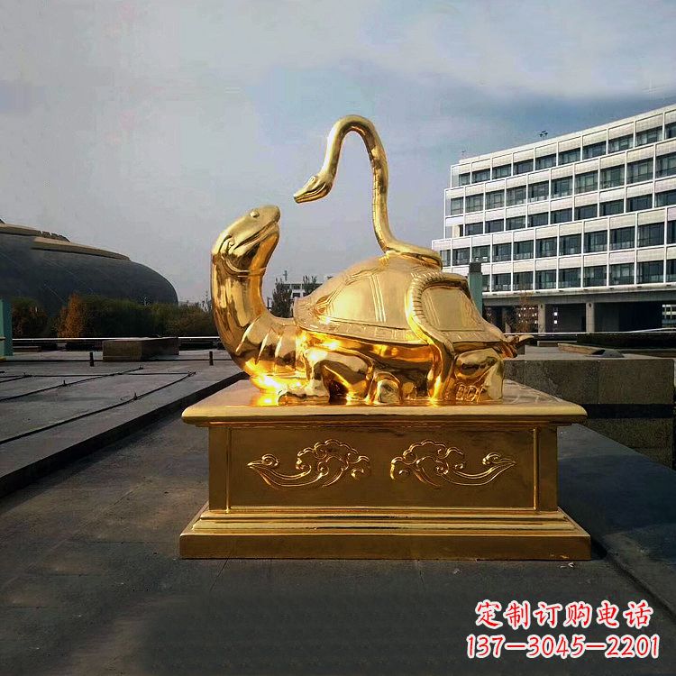 常州鎏金上古神兽玄武广场动物铜雕塑