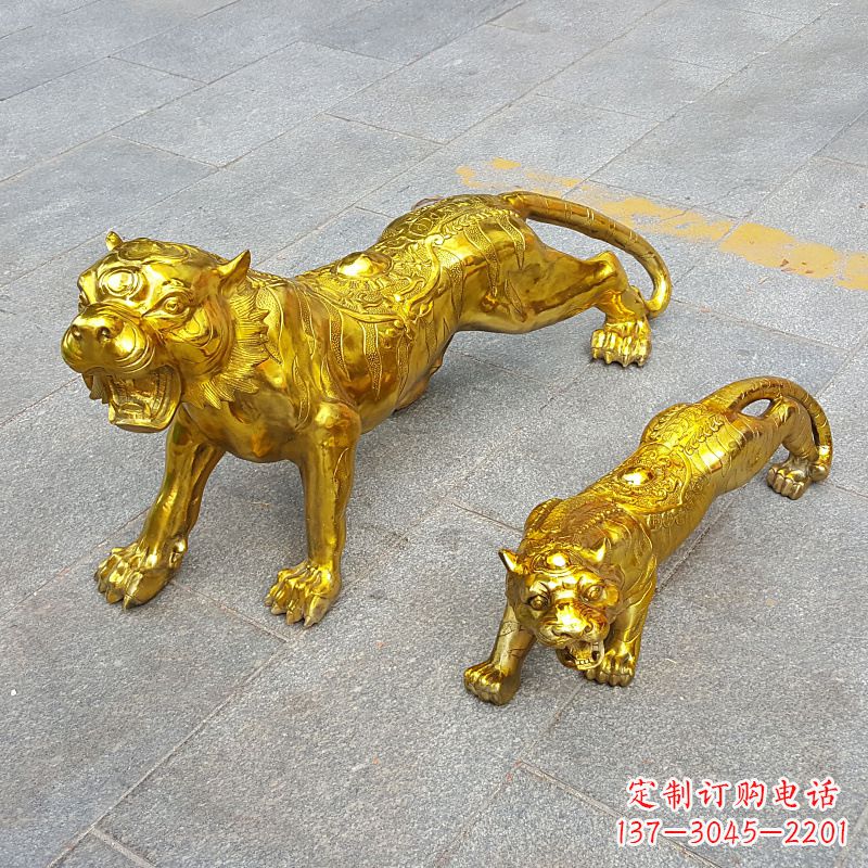 常州鎏金老虎,铜雕工艺精美