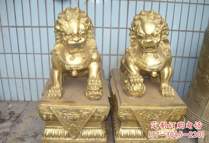 常州北京狮子雕塑,高雅典雅的手工鎏金铜制品
