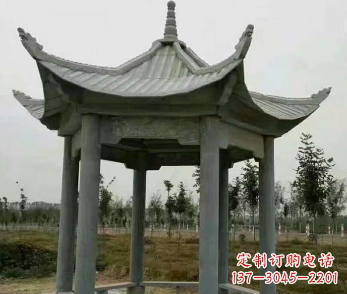 常州精美六角石凉亭雕塑