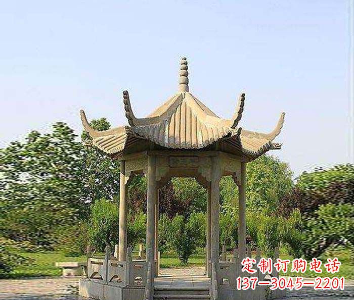 常州六角石雕凉亭 (6)