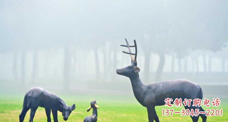 常州鹿一家动物铜雕
