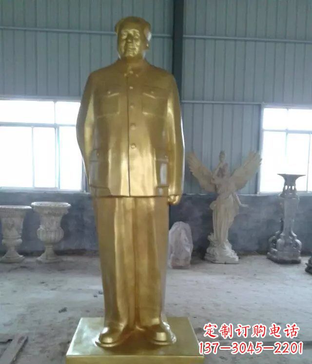 常州毛主席玻璃钢仿铜人物雕塑_1