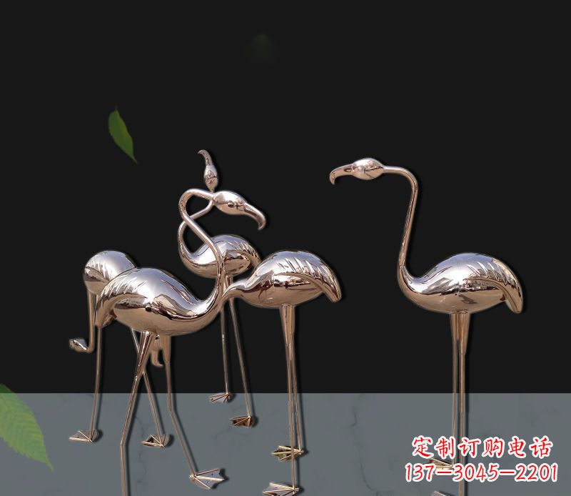 常州玫瑰金不锈钢火烈鸟雕塑,艺术品的魅力
