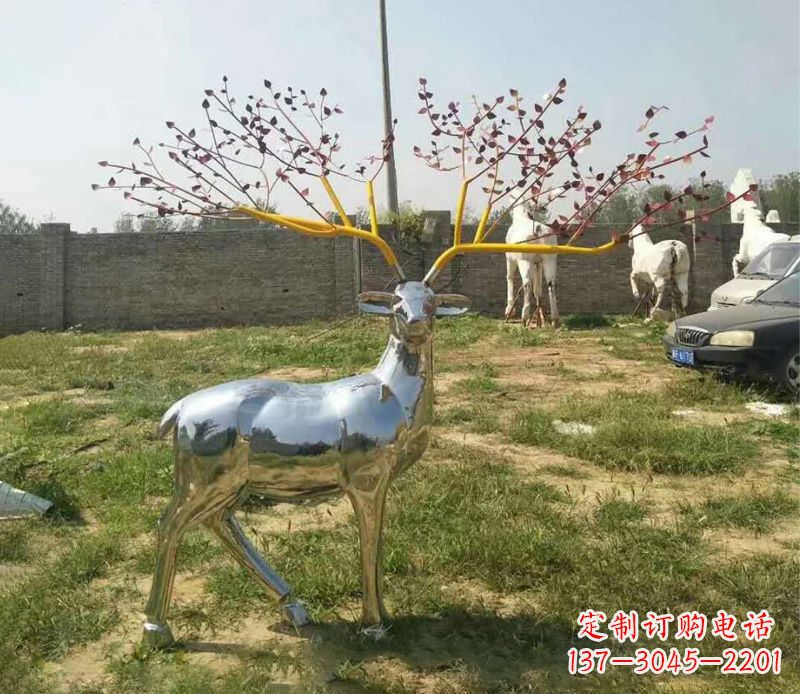 常州梅花鹿镜面不锈钢雕塑