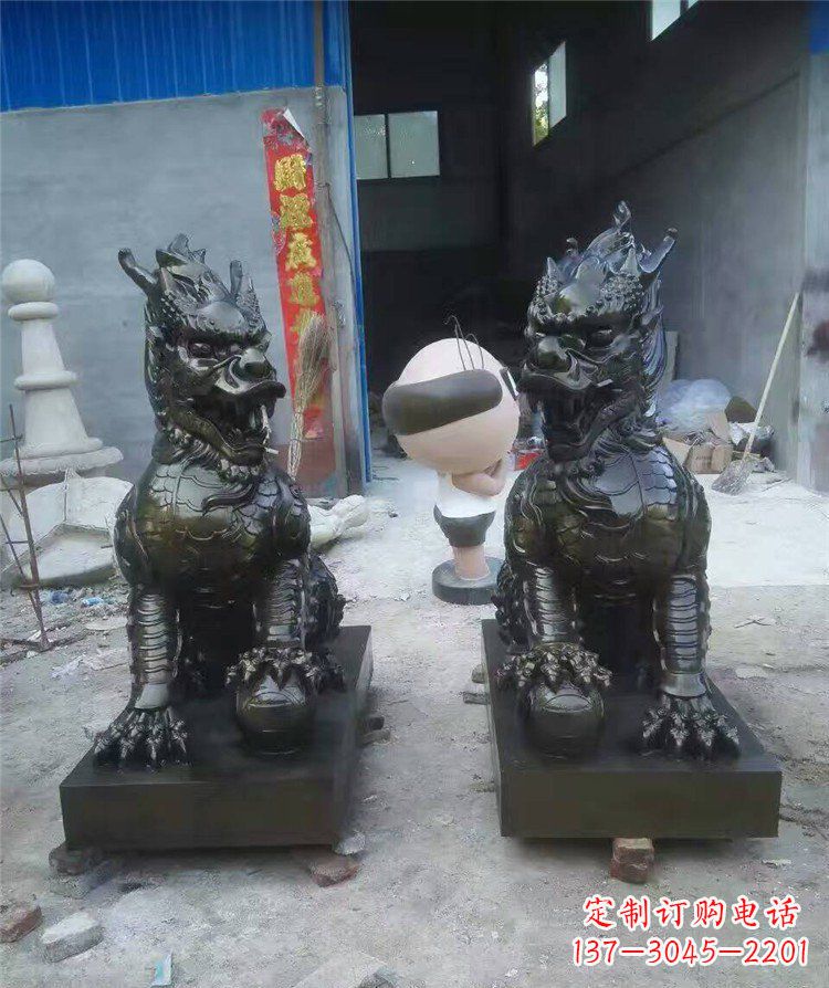 常州中领雕塑——神兽铜雕麒麟护持您的门口