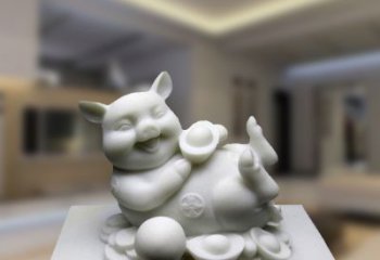 常州汉白玉动物雕塑，招财猪石雕精美装饰