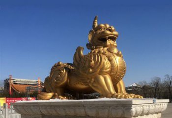 常州鎏金铜獬豸雕塑-给您的园林更多灵魂