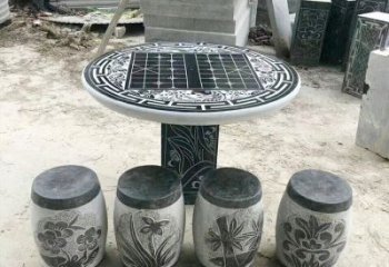 常州精美梅兰竹菊形石桌凳，无与伦比的艺术美感