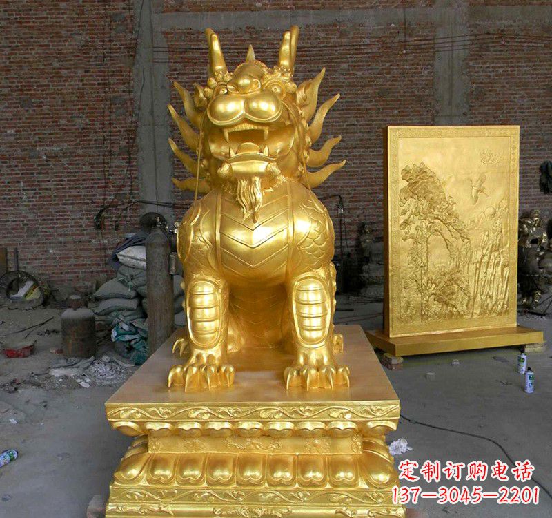 常州传统雅致,纳福麒麟铜雕精品