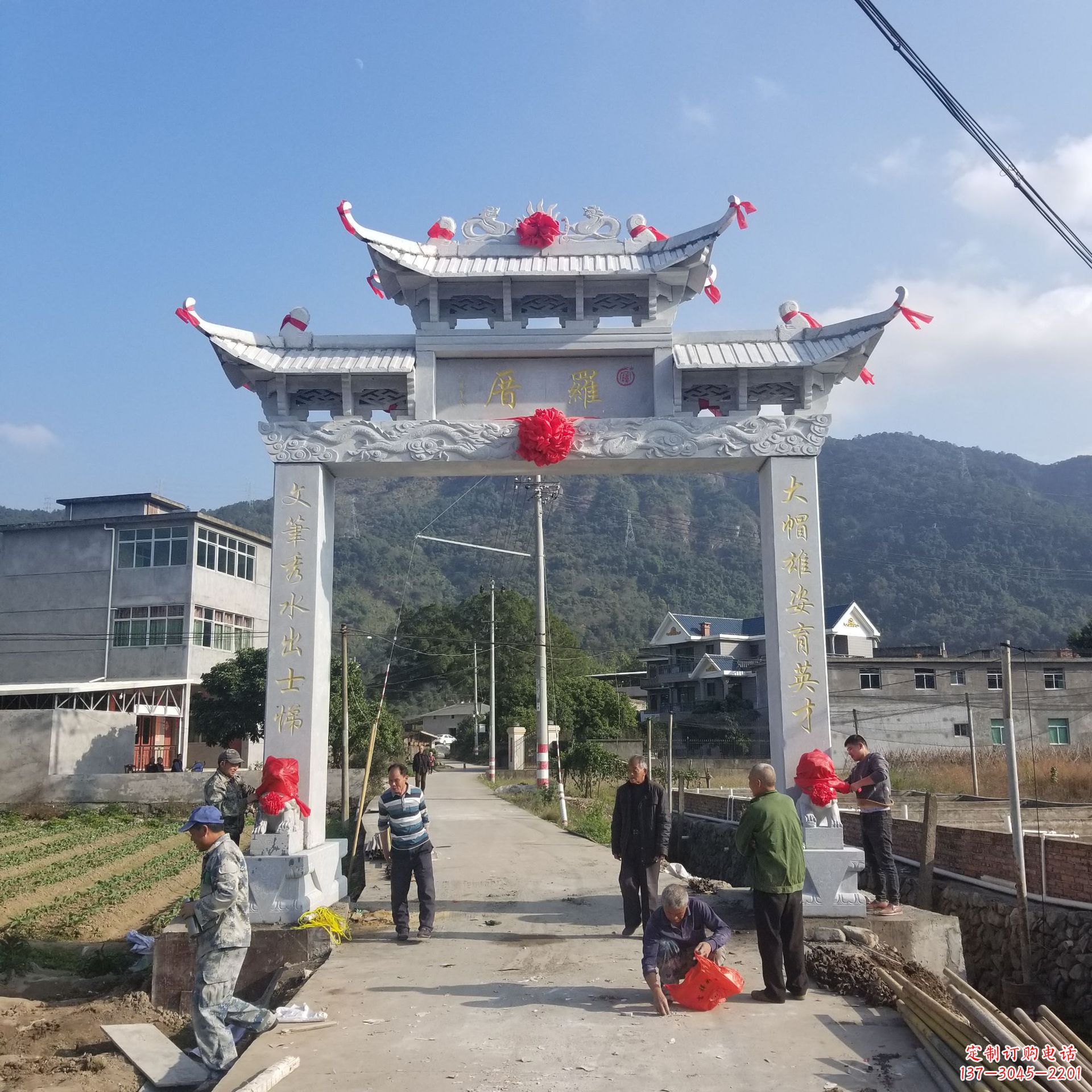 常州定制精美农村单门石牌坊雕塑