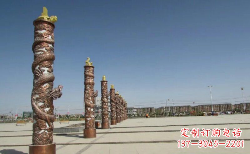 常州中领雕塑|专业定制盘龙柱广场柱子铜雕
