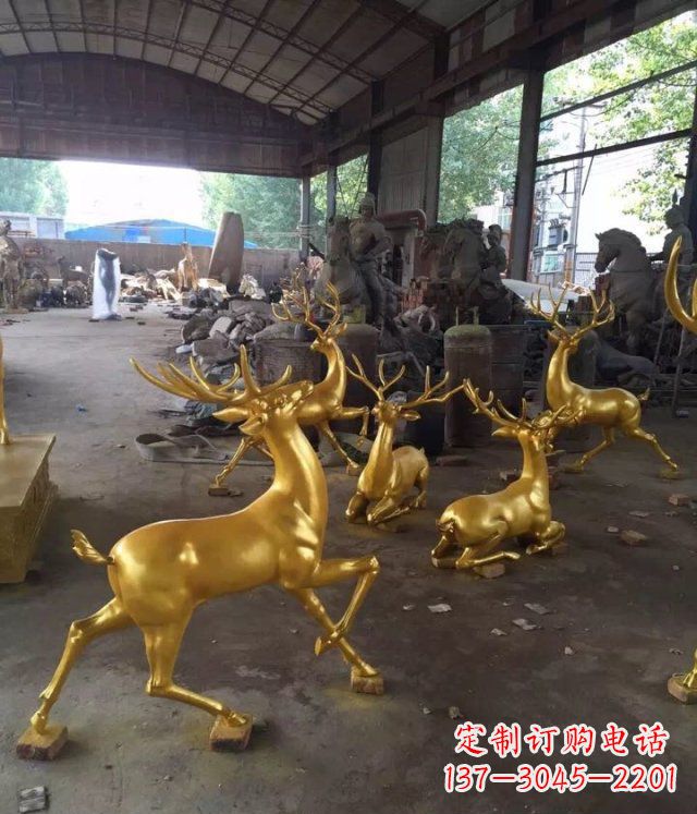常州喷漆玻璃钢仿铜小鹿公园动物雕塑