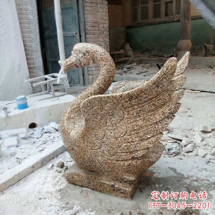 常州应用天鹅花岗岩制作的喷水雕塑