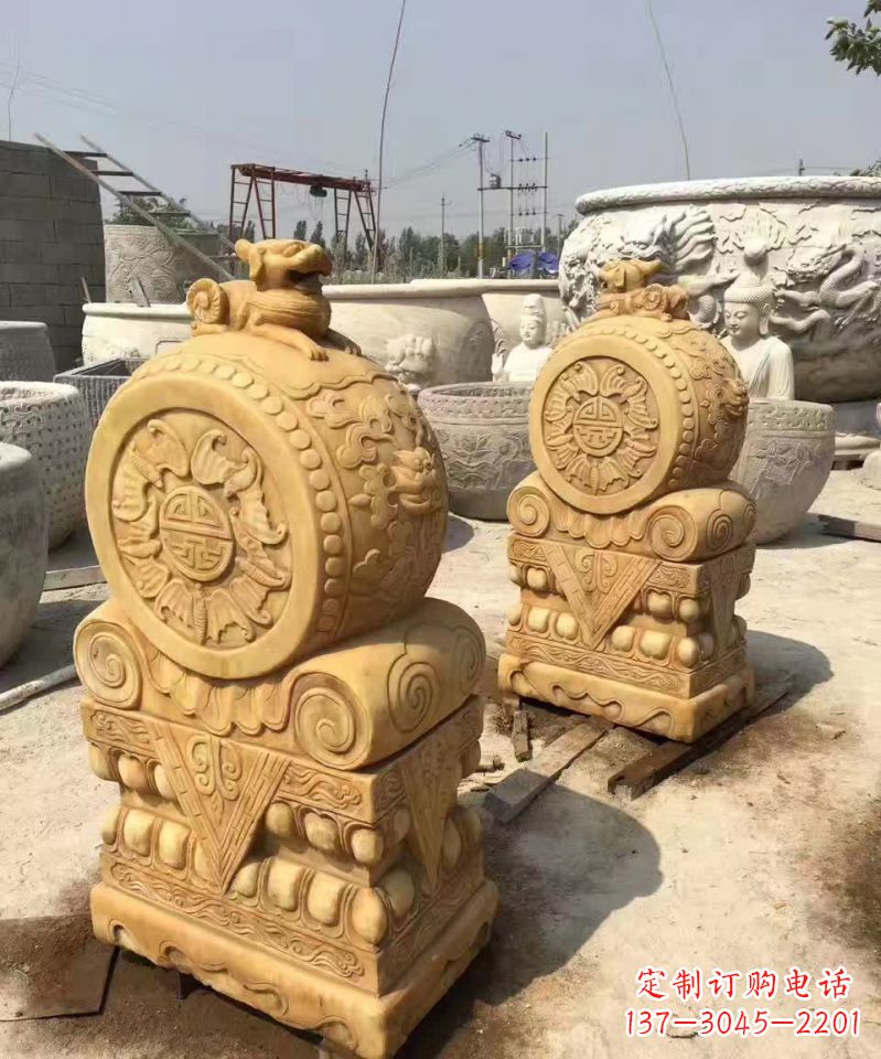 常州福瑞貔貅抱鼓石雕塑,传承中国古老文化