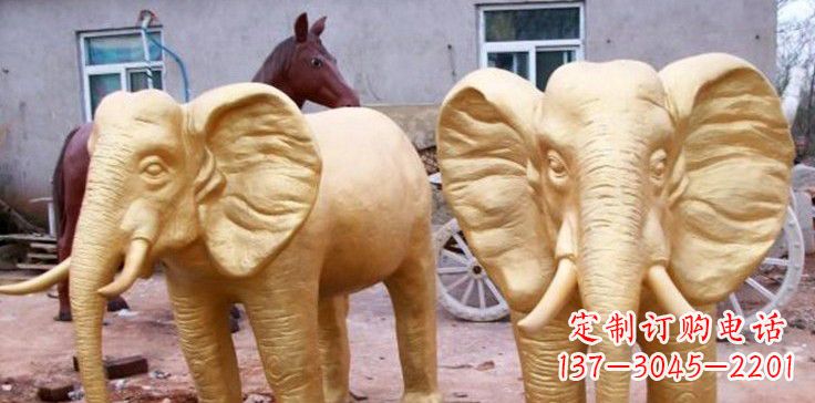 常州漆金巨型大象雕塑,由中领雕塑厂家定制制作…
