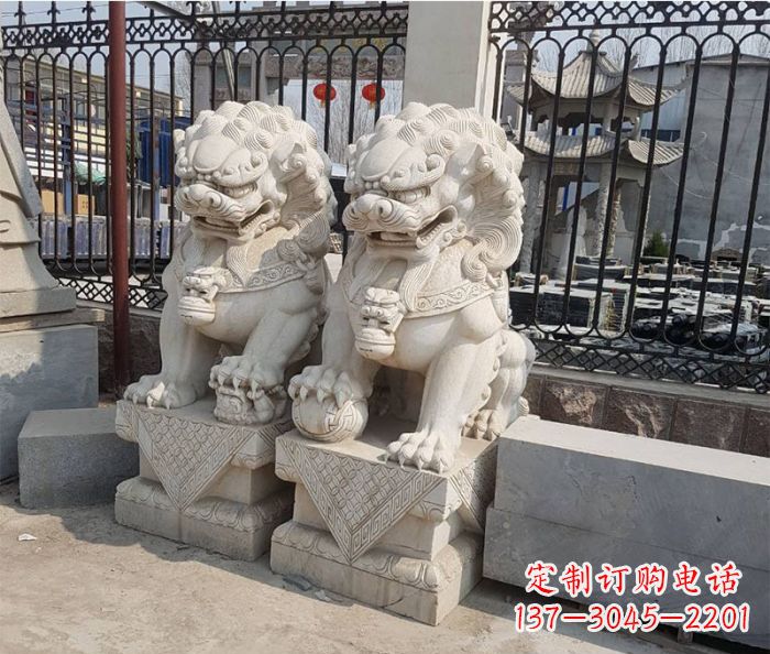 常州企业景观大理石狮子石雕 (11)
