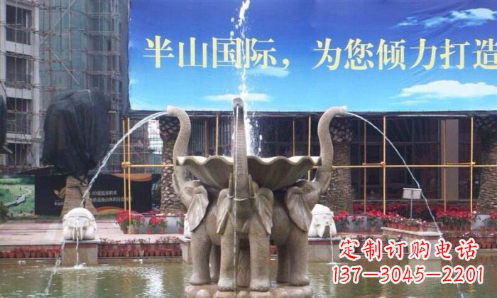 常州室内外精美小象喷泉石雕