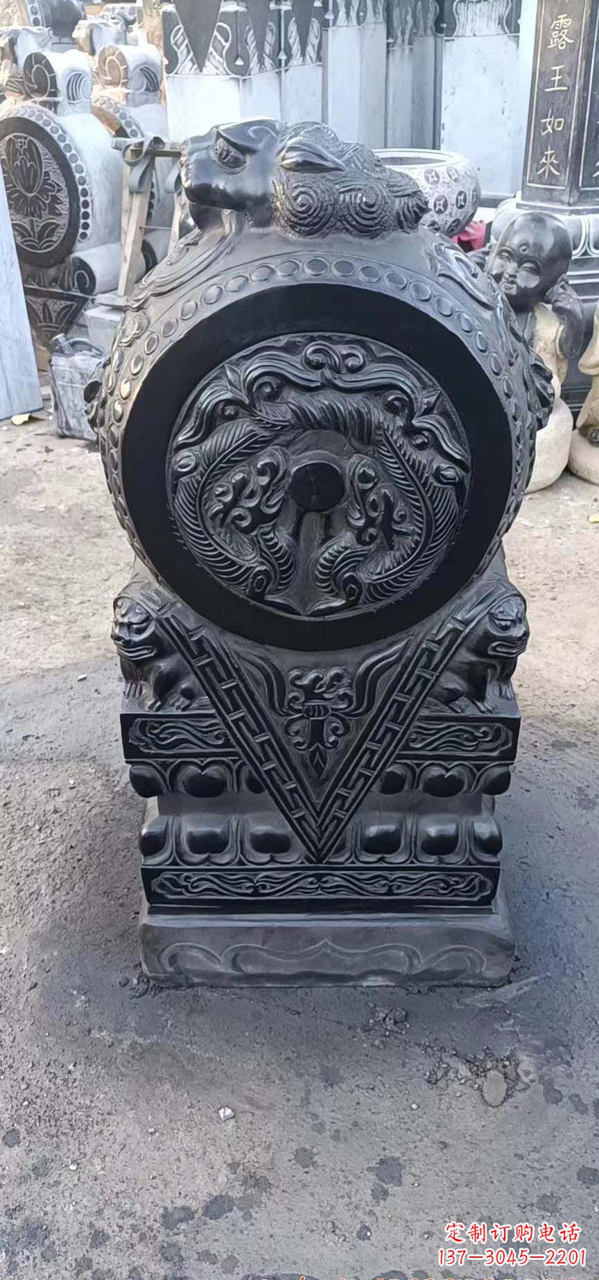 常州门墩石雕,营造青石抱鼓石之美