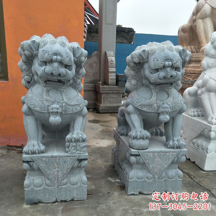 常州精美的青石北京小狮子雕塑
