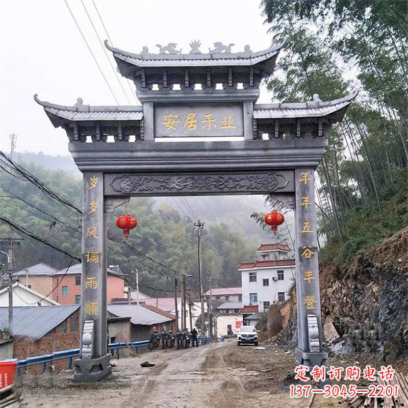 常州青石单门石牌坊——精美传承中国传统文化雕塑