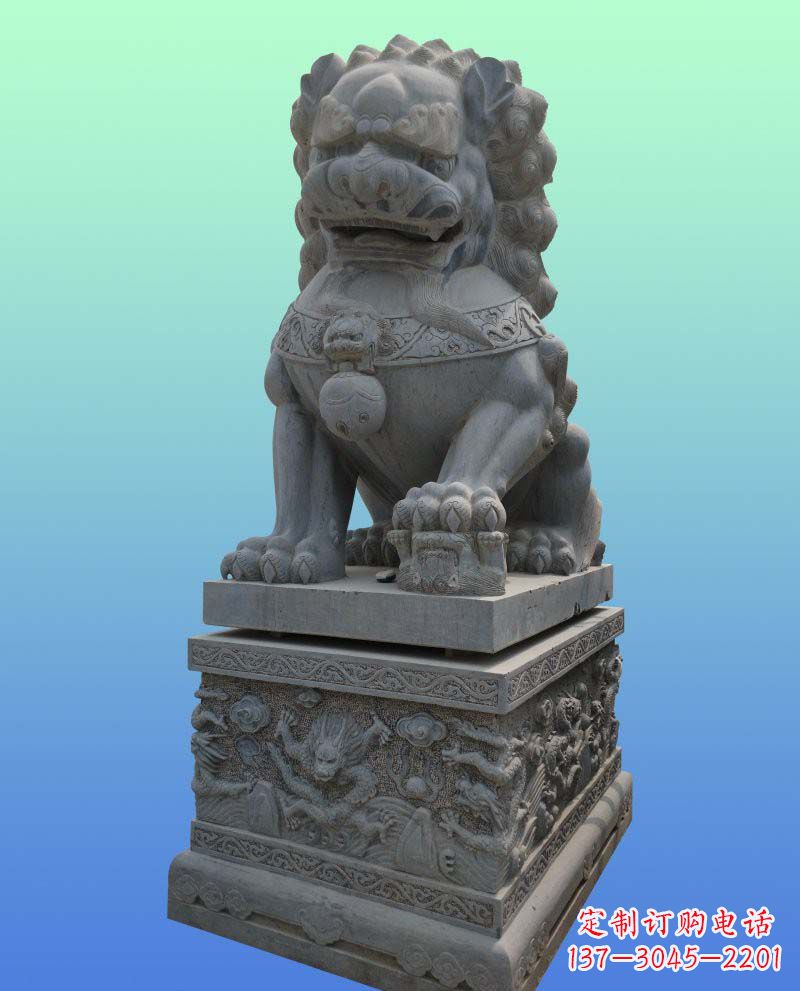 常州传统工艺与现代美感完美结合的青石狮子雕塑