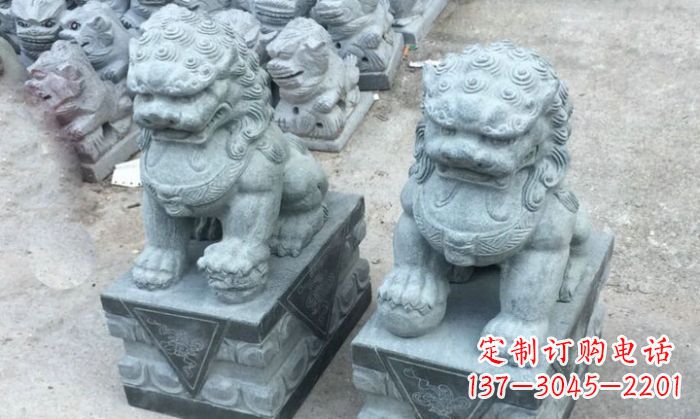 常州青石小狮子门口石雕,精美传统风格