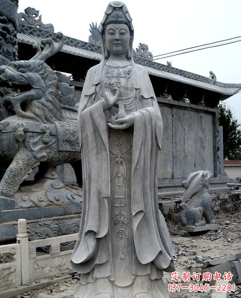常州青石仿古观音雕像|传承古代神话传统