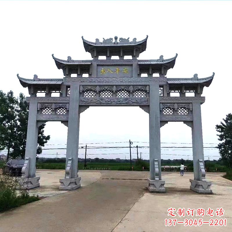 常州青石仿古农村牌坊雕塑