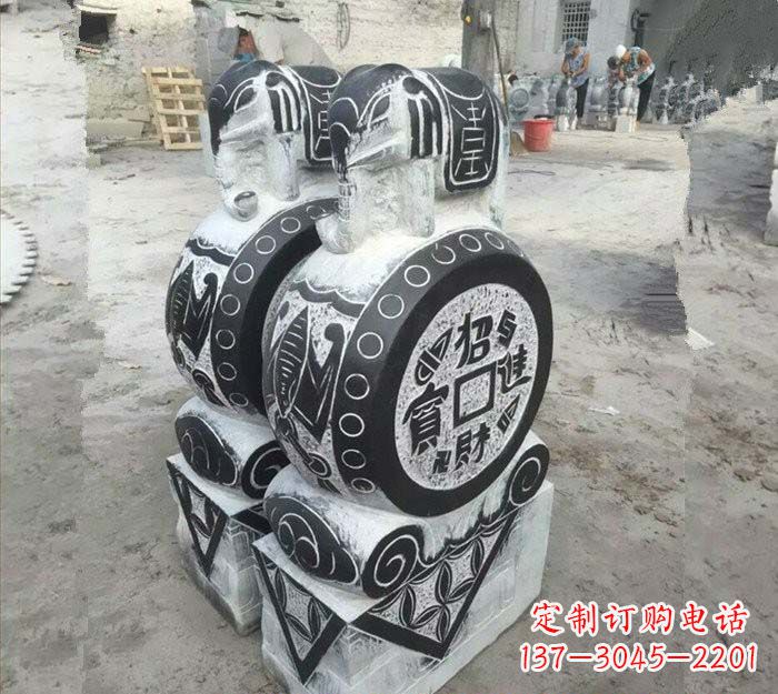 常州华丽雅致!青石仿古招财进宝大象门墩