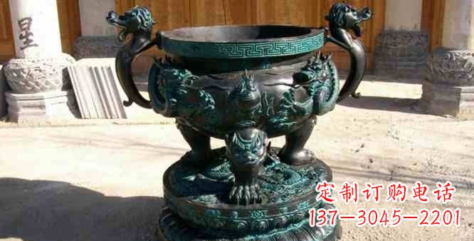 常州精美青铜祭祀圆香炉雕塑