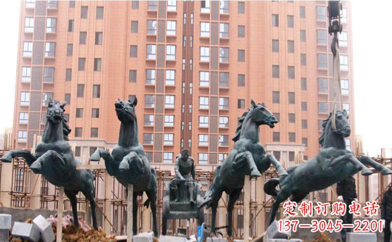 常州精美青铜马拉车广场雕塑