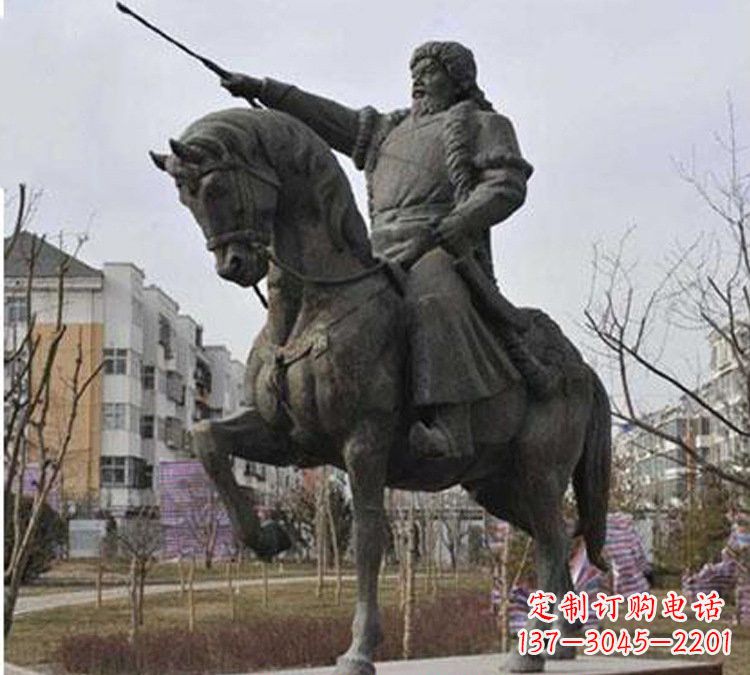 常州精致雕刻成吉思汗青铜骑马