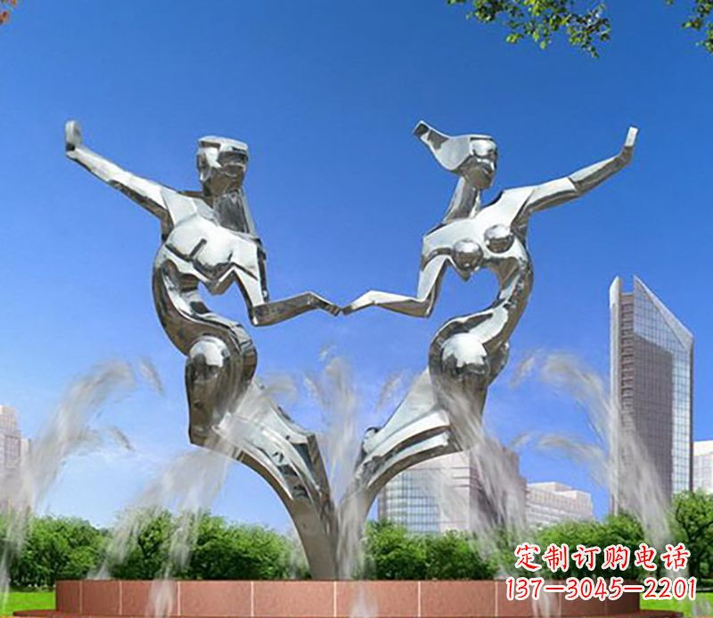 常州爱情镌刻,不锈钢抽象情侣雕塑