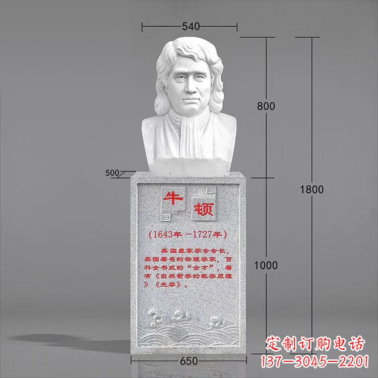 常州艺术精灵:牛顿汉白玉石头像雕塑