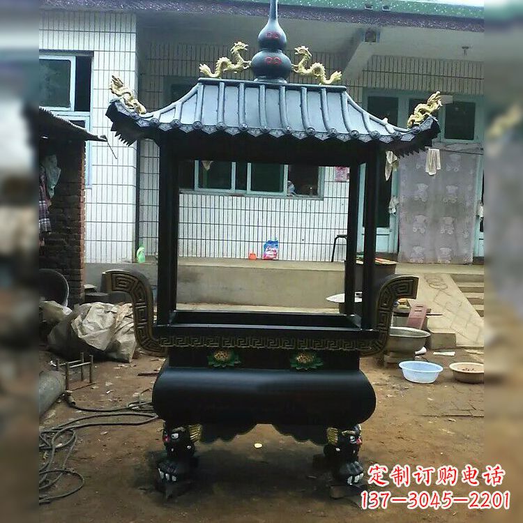 常州中领雕塑精美全铜香炉古典雕塑