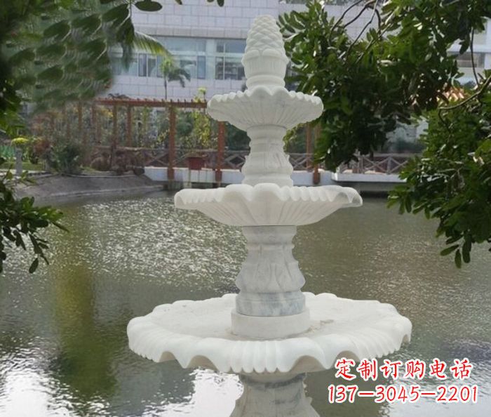 常州精致美观的三层喷泉汉白玉公园石雕