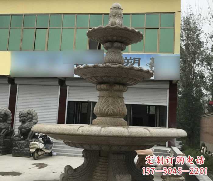 常州三层砂岩喷泉欧式石雕,定制专属你的雕塑